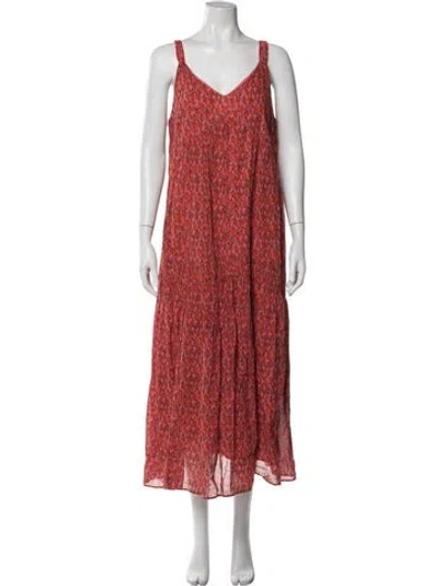 Pre-owned Joie Printed Long Dress In Red