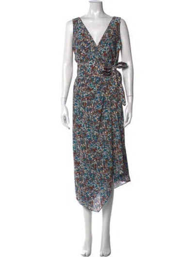 Pre-owned Joie Printed Midi Length Dress In Blue
