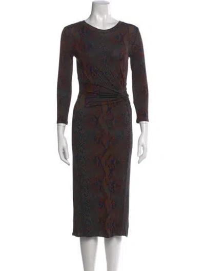 Pre-owned Joie Printed Midi Length Dress In Blue