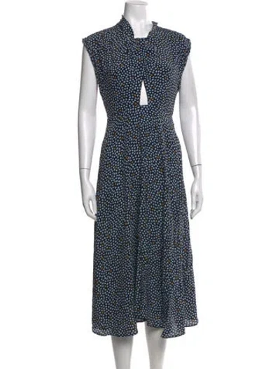 Pre-owned Joie Printed Midi Length Dress In Blue