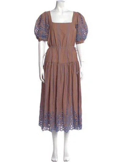 Pre-owned Joie Printed Midi Length Dress In Brown