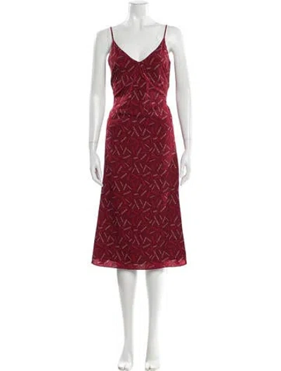 Pre-owned Joie Printed Midi Length Dress In Red