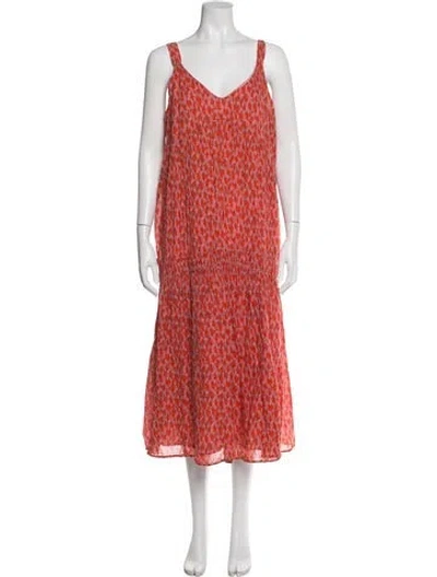 Pre-owned Joie Printed Midi Length Dress In Red