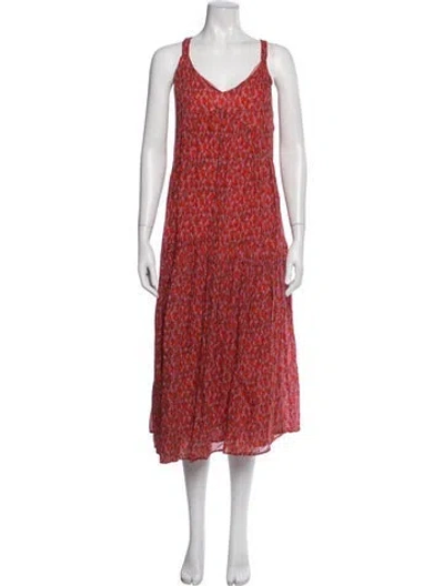 Pre-owned Joie Printed Midi Length Dress In Red