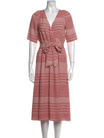 Pre-owned Joie Printed Midi Length Dress W/ Tags In Red/white