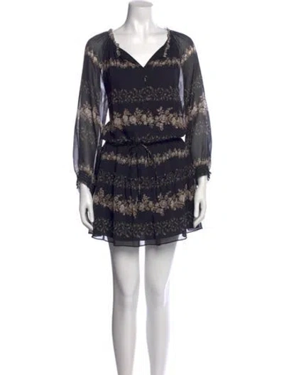 Pre-owned Joie Printed Mini Dress In Black