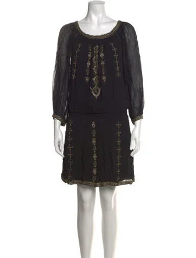 Pre-owned Joie Printed Mini Dress In Black