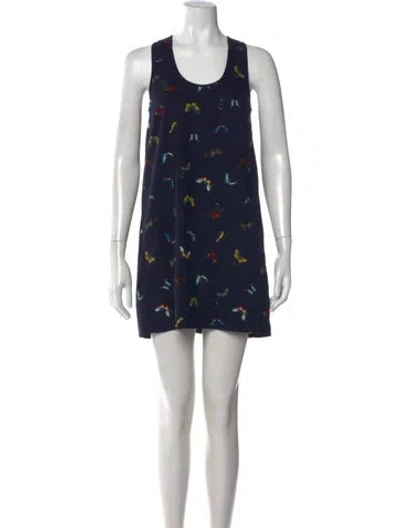 Pre-owned Joie Printed Mini Dress In Blue