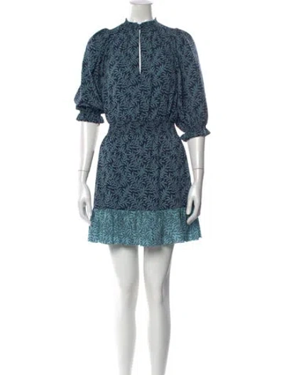Pre-owned Joie Printed Mini Dress In Blue