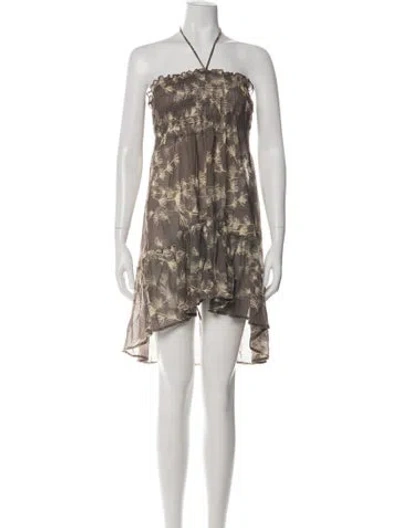 Pre-owned Joie Printed Mini Dress In Brown