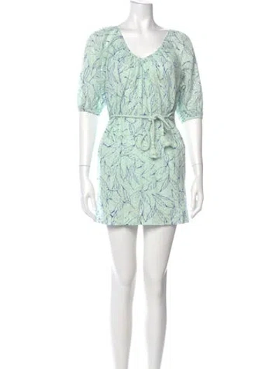 Pre-owned Joie Printed Mini Dress In Green