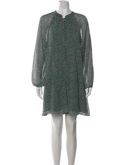 Pre-owned Joie Printed Mini Dress In Green