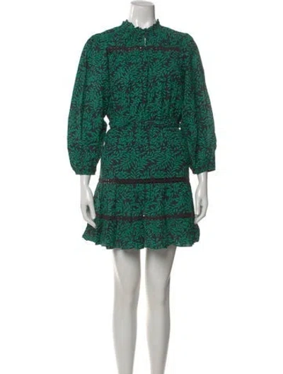 Pre-owned Joie Printed Mini Dress In Green
