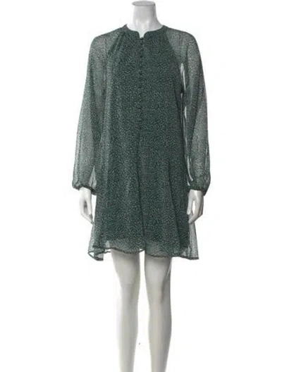 Pre-owned Joie Printed Mini Dress In Green