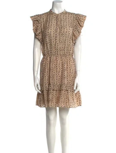 Pre-owned Joie Printed Mini Dress In Neutral