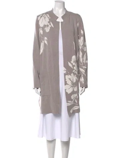 Pre-owned Joie Printed Open Front Sweater In Gray