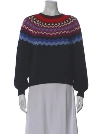 Pre-owned Joie Printed Scoop Neck Sweater In Black