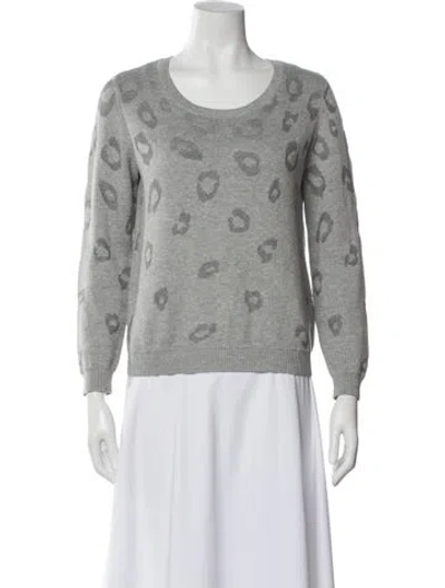Pre-owned Joie Printed Scoop Neck Sweater In Gray