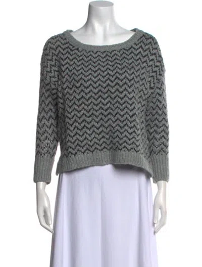Pre-owned Joie Printed Scoop Neck Sweater In Gray