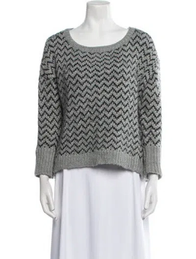 Pre-owned Joie Printed Scoop Neck Sweater In White