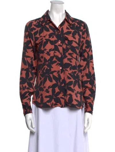 Pre-owned Joie Printed V-neck Sweater In Multi