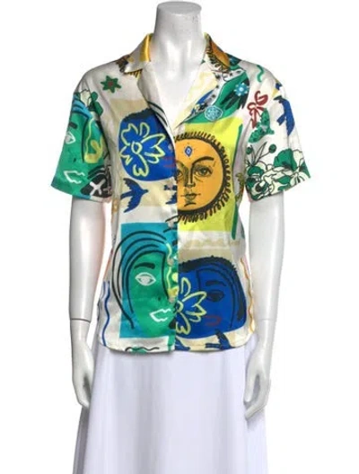 Pre-owned Joie Printed V-neck Sweater In Multi