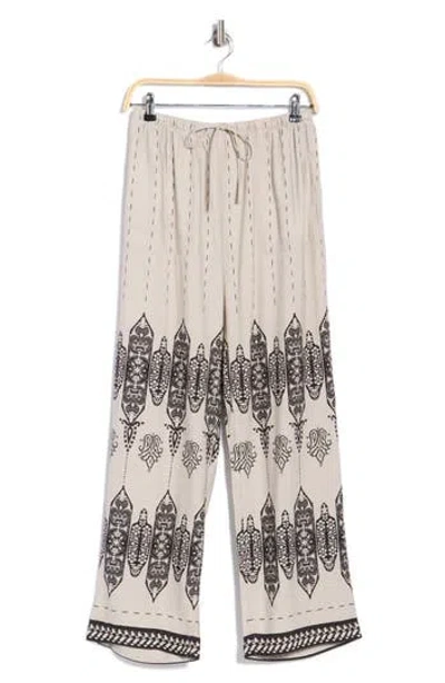 Joie Printed Wide Leg Linen Blend Pants In Neutral