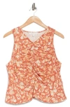 Joie Quinn Ruched Floral Sleeveless Top In Canyon Rose Multi