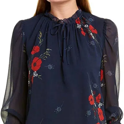 JOIE RAFAELLA RUFFLE TRIM SELF TIE NECKLINE SILK BLOUSE