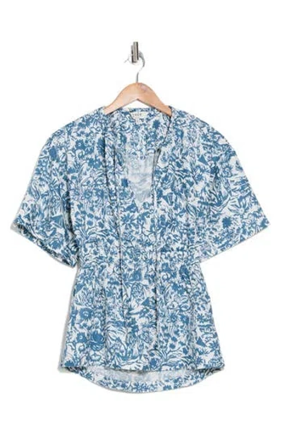 Joie Renae Linen Floral Top In Blue