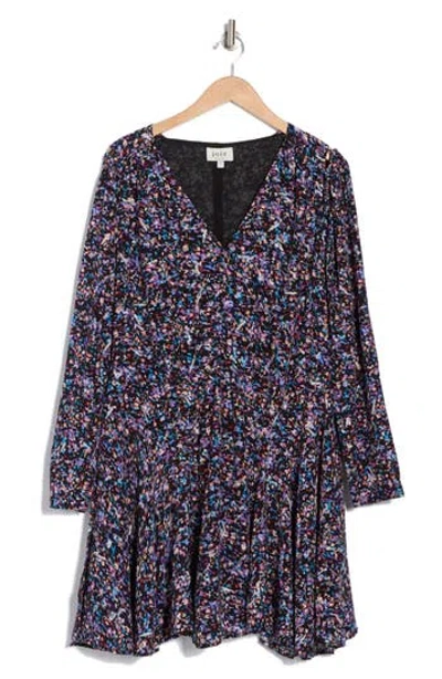 Joie Rowley Long Sleeve Shift Dress In Caviar Multi