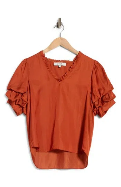 Joie Ruffle V-neck Blouse In Brown