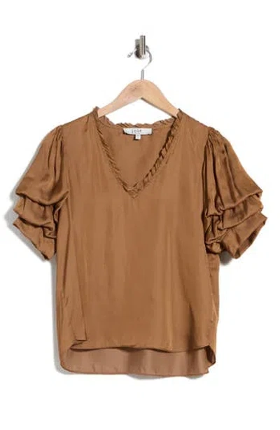 Joie Ruffle V-neck Blouse In Brown