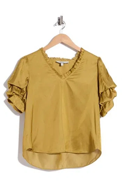 Joie Ruffle V-neck Blouse In Yellow