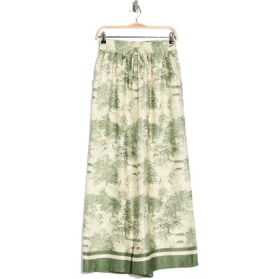 Joie Safari Print Wide Leg Pull-on Pants In Green