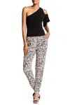 Joie Salma Animal Print Silk Joggers In Cream/black In Multi