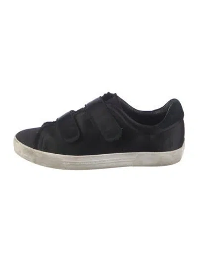 Pre-owned Joie Satin Fringe Trim Accent Sneakers In Black
