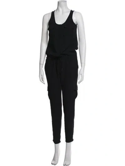 Pre-owned Joie Scoop Neck Jumpsuit In Black