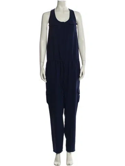 Pre-owned Joie Scoop Neck Jumpsuit In Blue