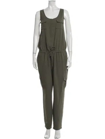 Pre-owned Joie Scoop Neck Jumpsuit In Green