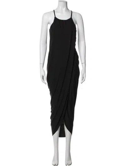 Pre-owned Joie Scoop Neck Midi Length Dress In Black