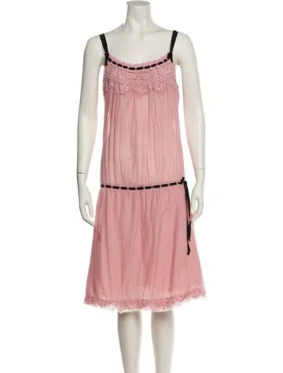 Pre-owned Joie Scoop Neck Midi Length Dress In Pink