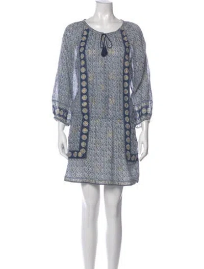 Pre-owned Joie Scoop Neck Mini Dress In Blue