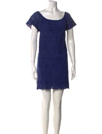 Pre-owned Joie Scoop Neck Mini Dress In Blue