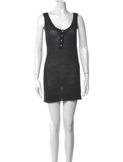 Pre-owned Joie Scoop Neck Mini Dress In Gray