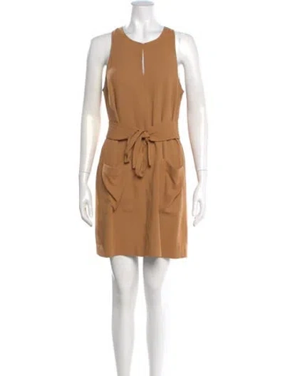 Pre-owned Joie Scoop Neck Mini Dress In Neutral