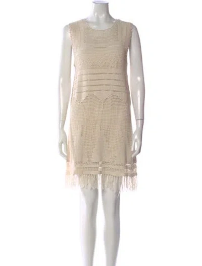 Pre-owned Joie Scoop Neck Mini Dress In Neutral