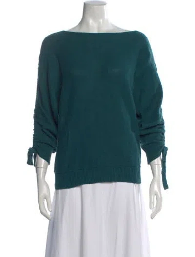 Pre-owned Joie Scoop Neck Sweater In Green
