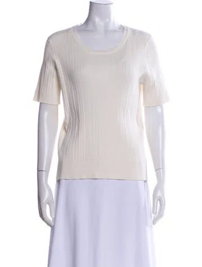 Pre-owned Joie Scoop Neck Sweater In White