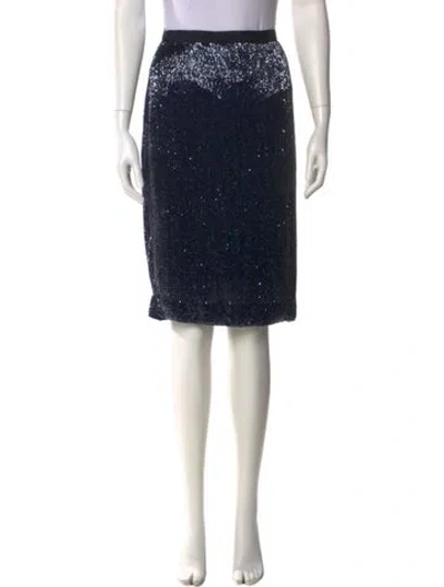 Pre-owned Joie Sequin Embellishments Knee-length Skirt In Blue